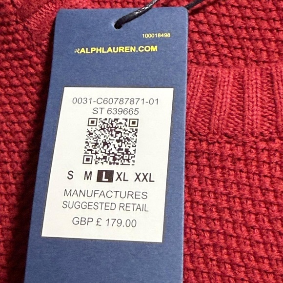 NWT Polo Ralph Lauren Men's Cotton Knit Crewneck Sweater Red Large - Picture 6 of 13